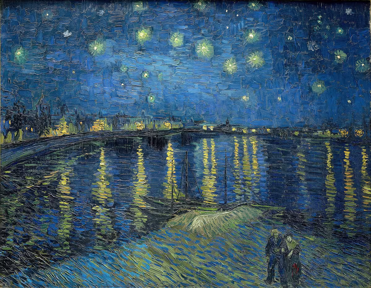 奥赛博物馆 (Musée d’Orsay) 收藏的文森特·梵高 (Vincent van Gogh) 的《罗纳河上的星夜》 (Starry Night Over the Rhône)