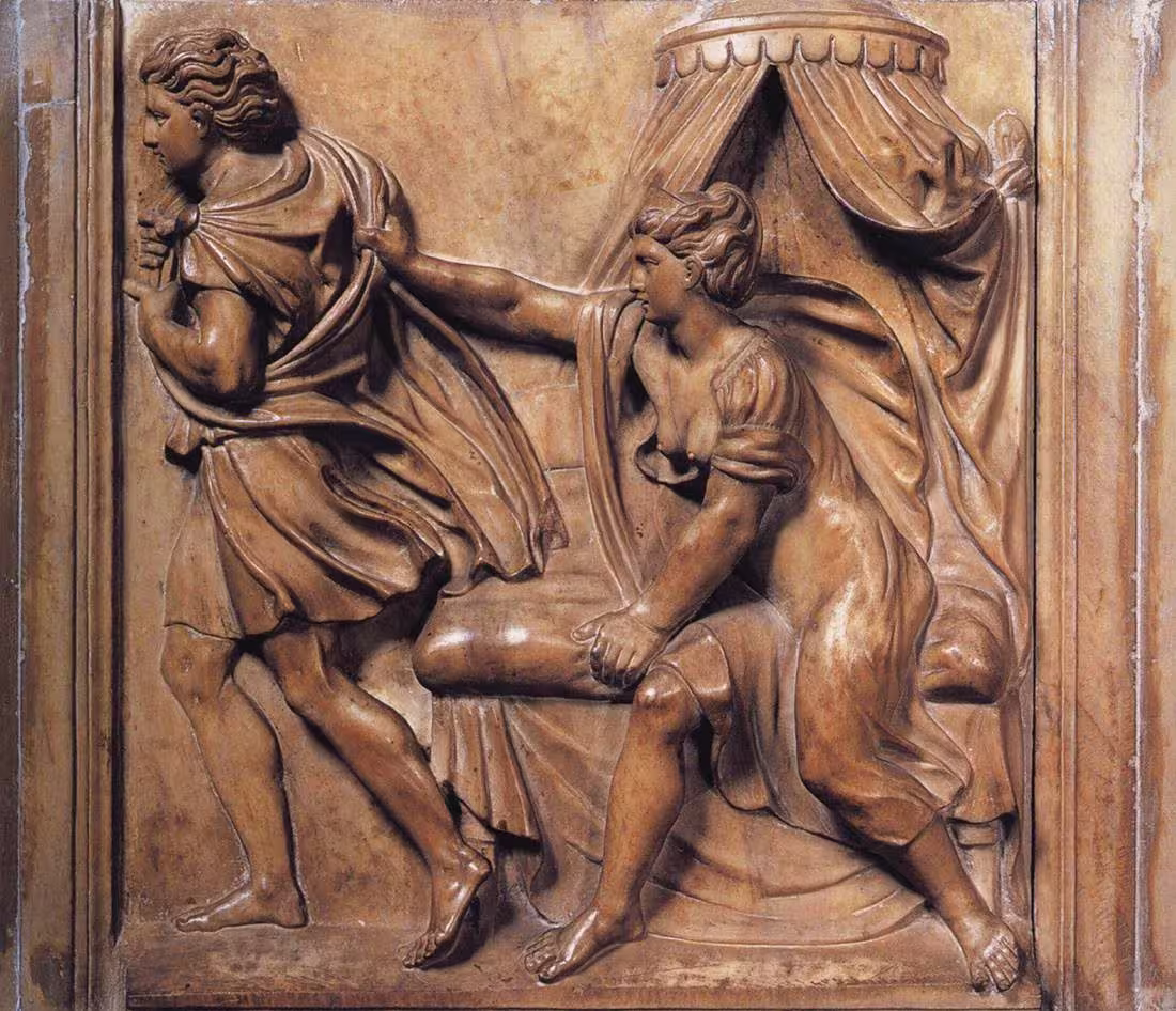 普罗佩齐亚·德·罗西 (Properzia de' Rossi) 的杰作《约瑟与波提乏之妻》(Joseph and Potiphar’s Wife)。