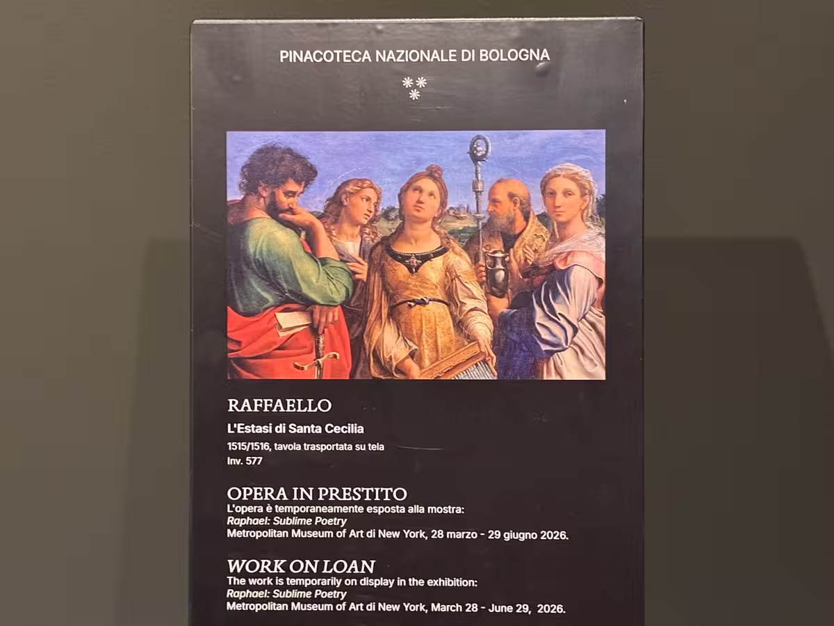 拉斐尔·圣齐奥中晚期的祭坛画杰作《圣塞西利亚的狂喜》 (The Ecstasy of St. Cecilia)。