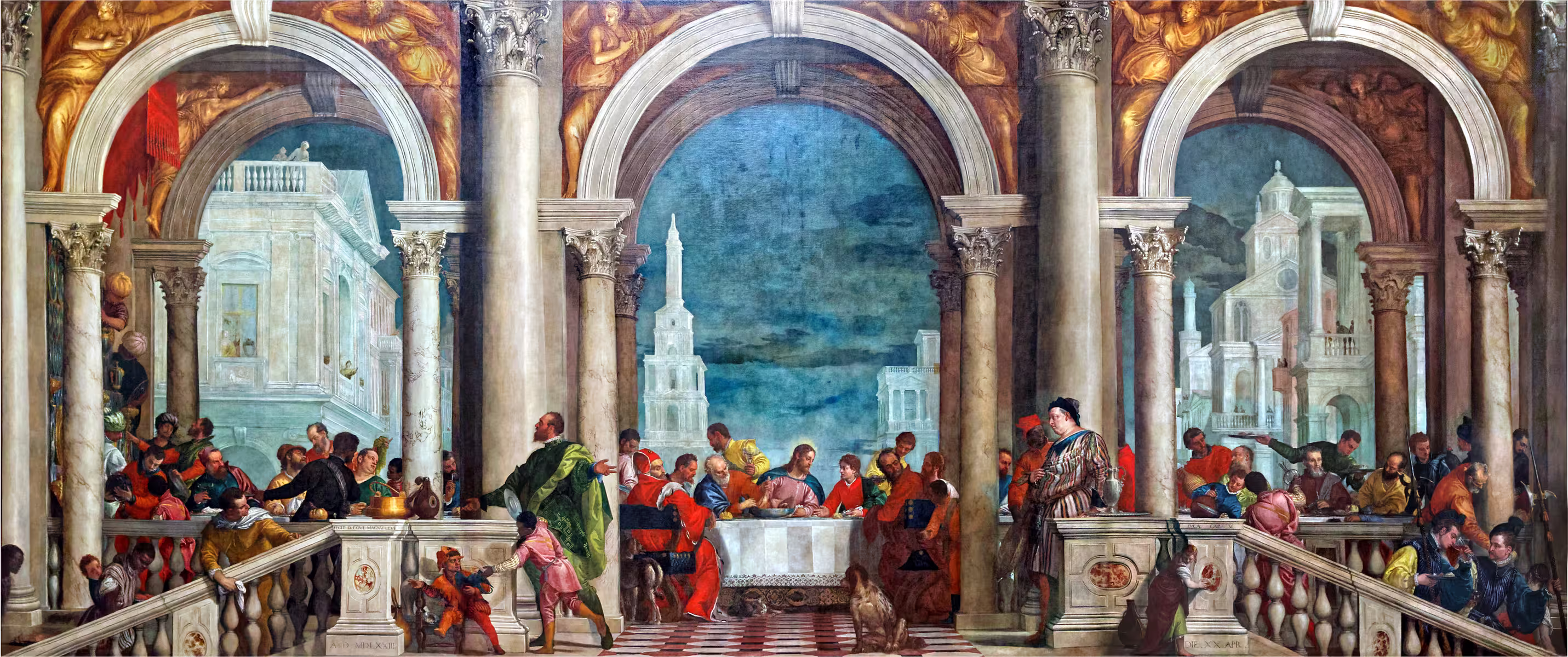 威尼斯学院美术馆 (Gallerie dell’Accademia) 收藏的保罗·委罗内塞 (Paolo Veronese) 的《利未家的宴会》(The Feast in the House of Levi, 1573)。